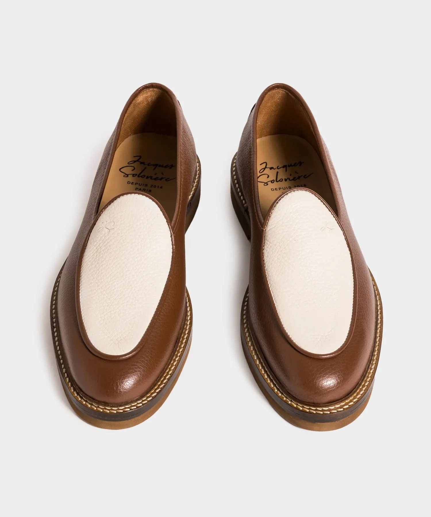 Jacques Solovire Lex Loafer in Brown & Cream