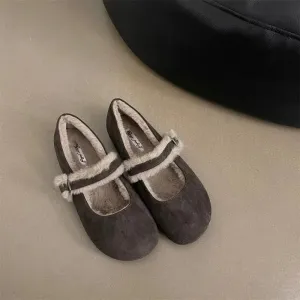 Joskaa Flats Cotton Shoes Woman Fur Suede Walking Shoes Casual Cozy Snow Boots for Woman 2025 Trend Short Plush Fashion Botas Mujer