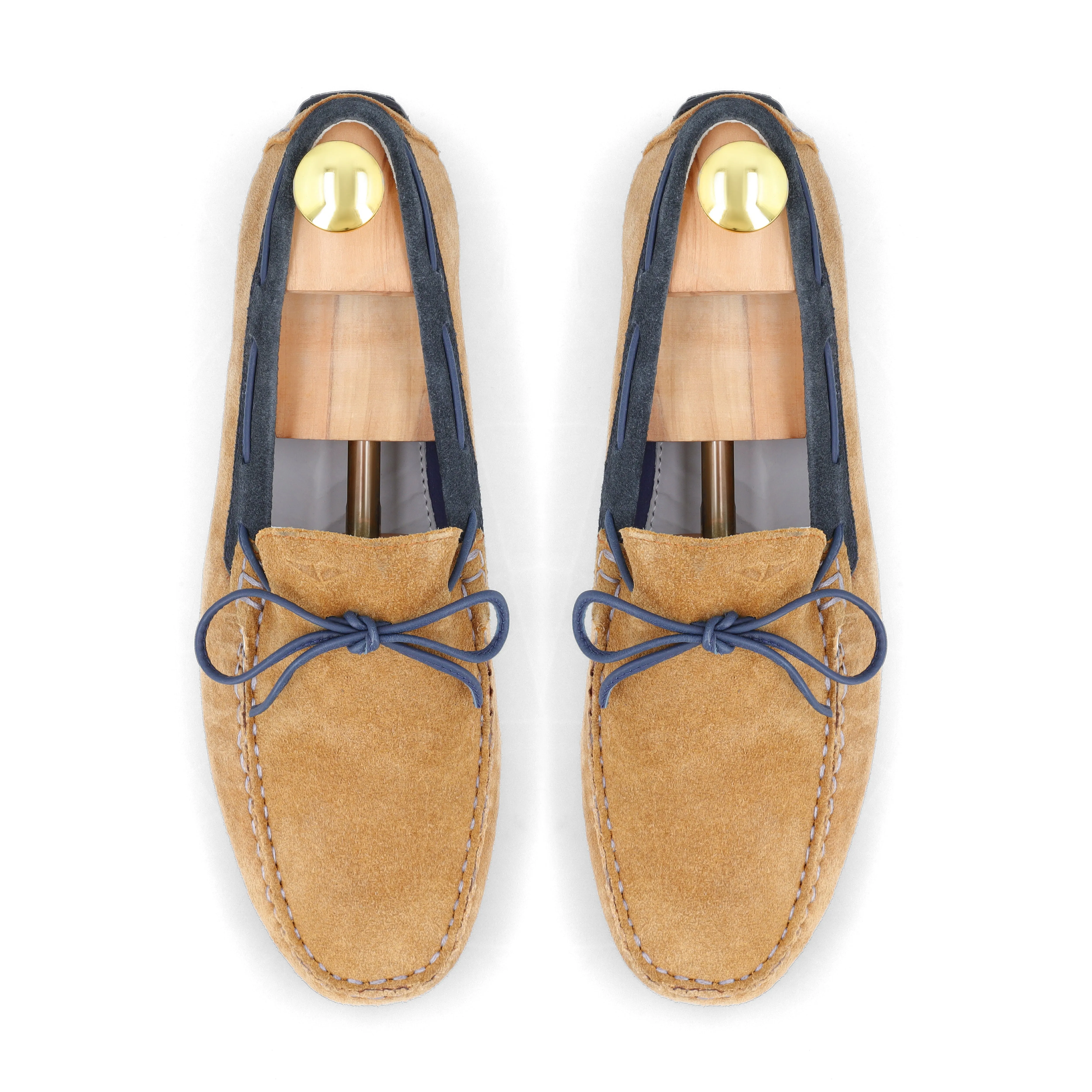 Laced Suede Moccasins - Tan
