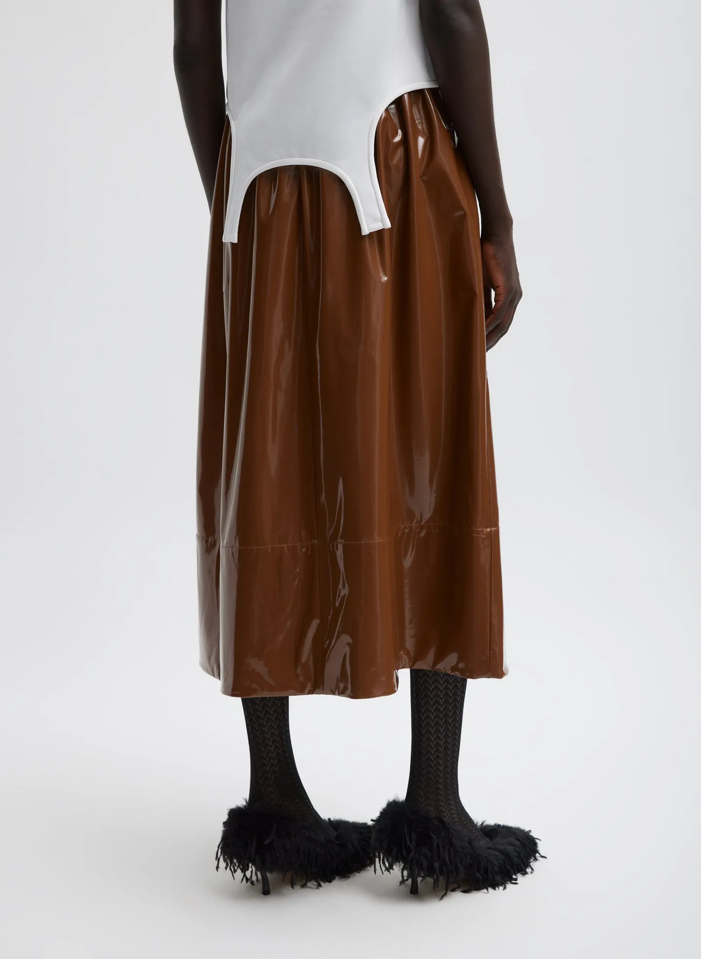 Light Weight Patent Smocking Waistband Full Skirt