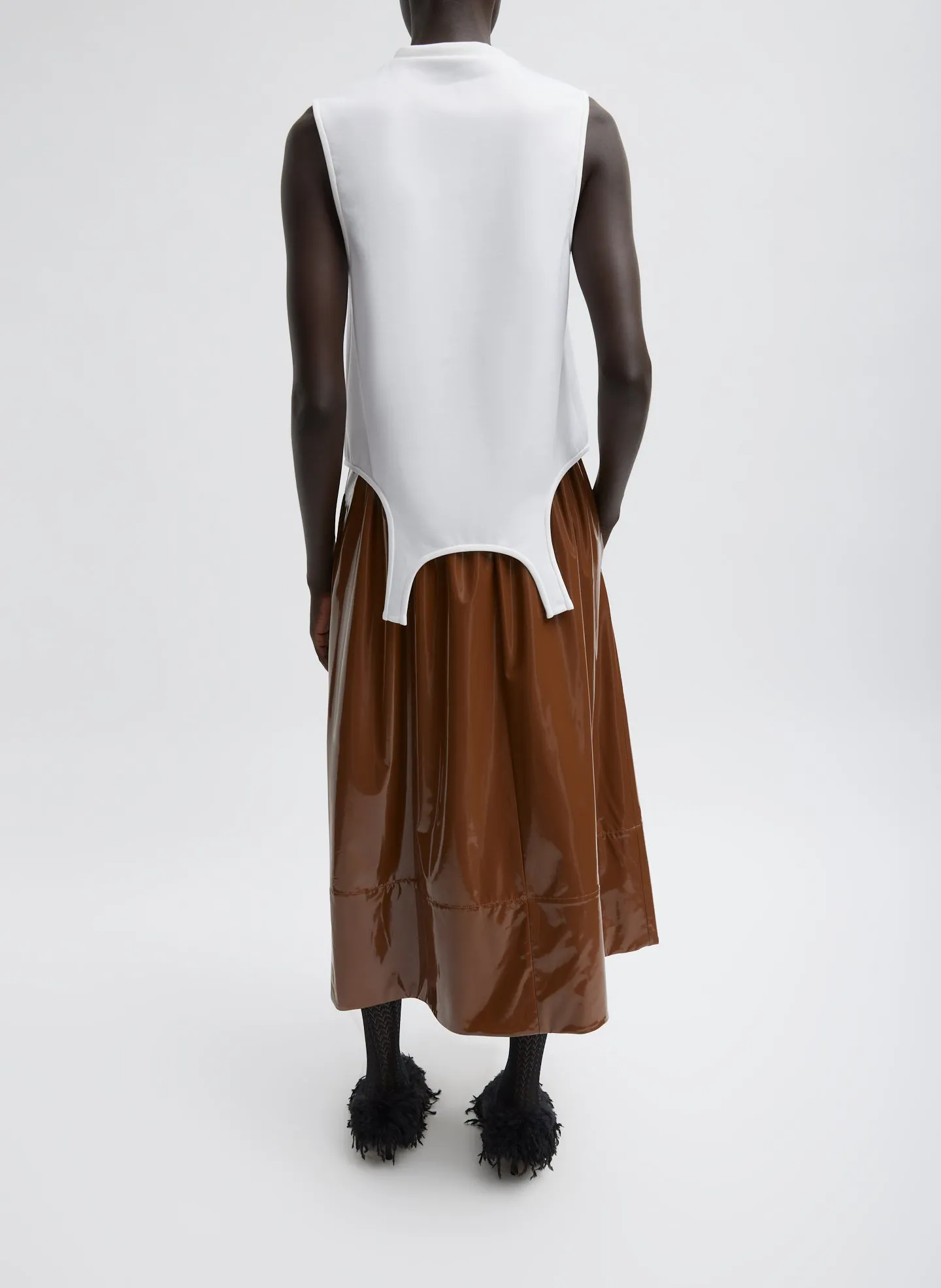 Light Weight Patent Smocking Waistband Full Skirt