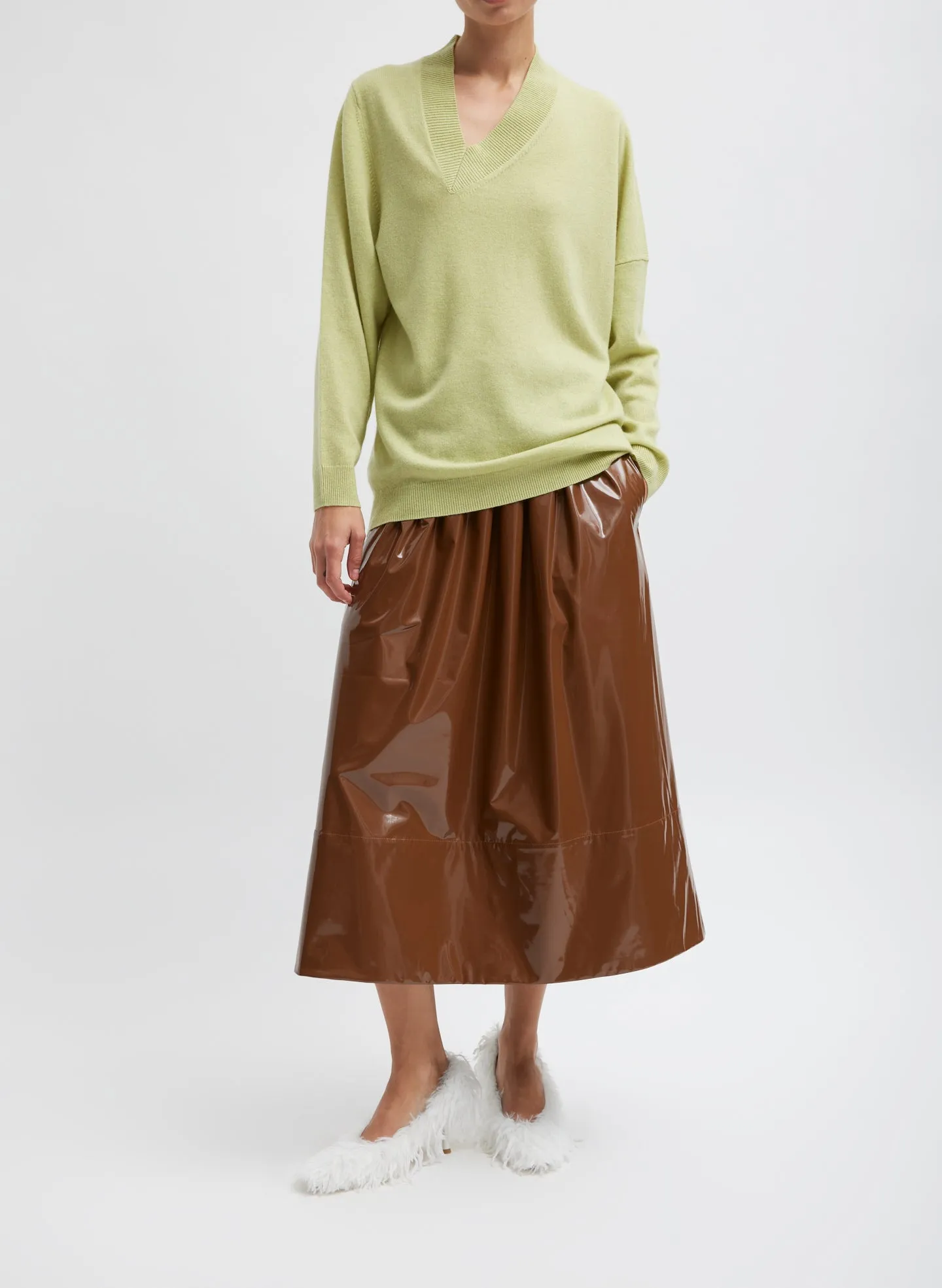 Light Weight Patent Smocking Waistband Full Skirt