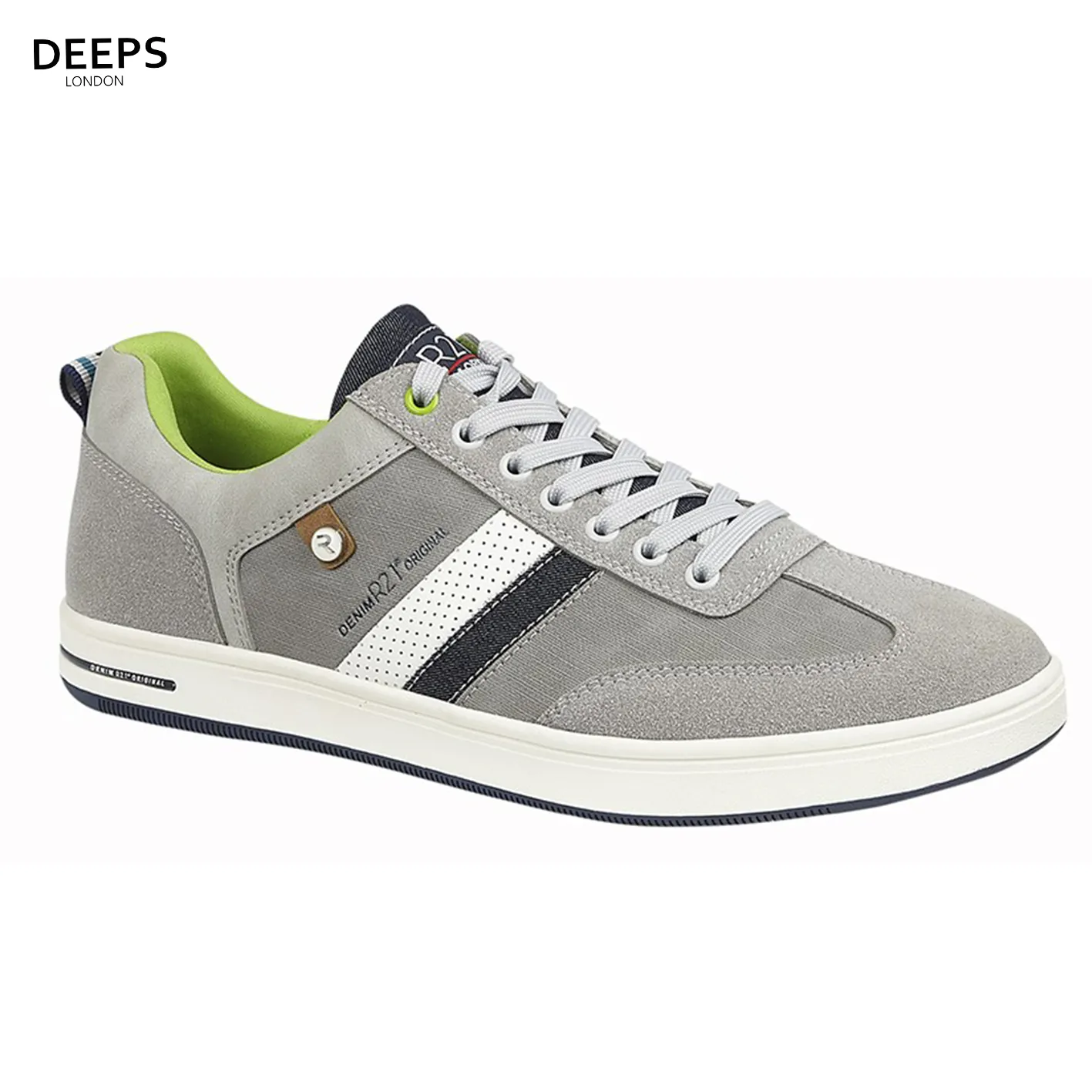 LUKE ORIGINAL DENIM COLLECTION MEN'S RETRO STYLE MEMORY FOAM TRAINERS GREY