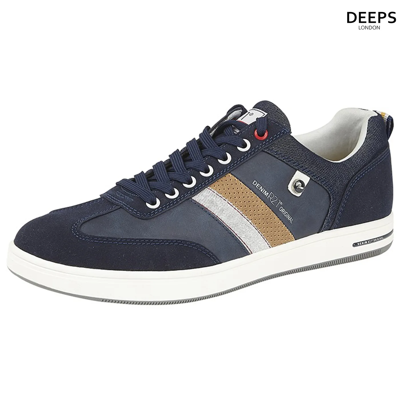 LUKE ORIGINAL DENIM COLLECTION MEN'S RETRO STYLE MEMORY FOAM TRAINERS GREY