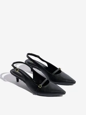 LUNA BLU Black Slingback Mules