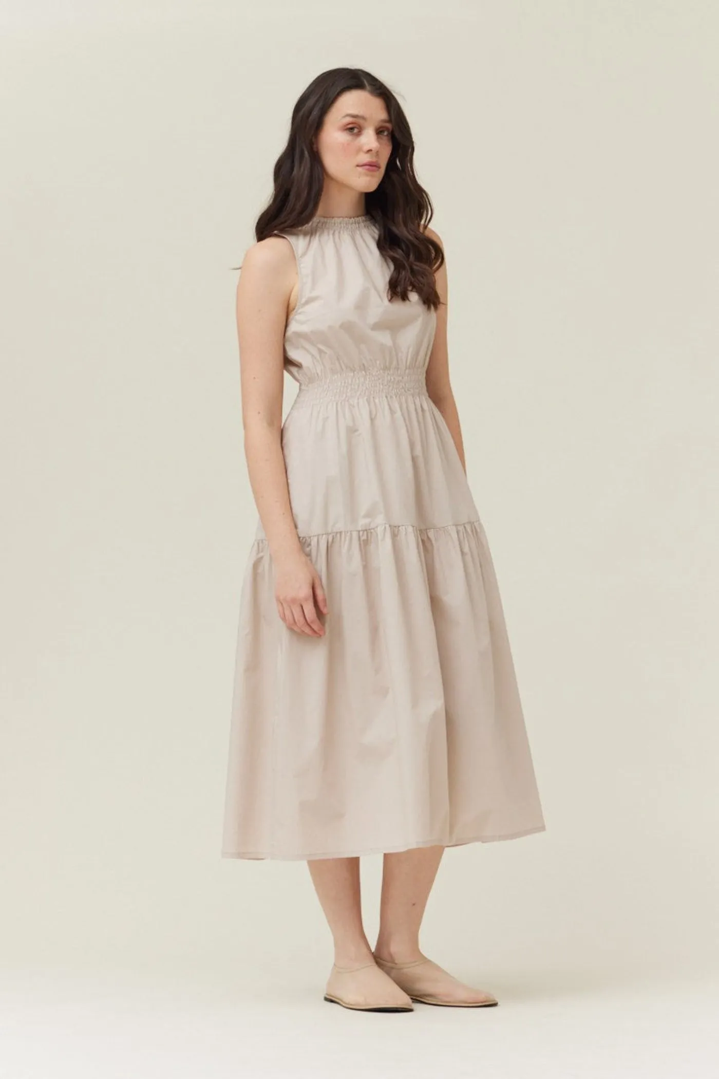 MALIE COTTON SLEEVELESS MIDI DRESS