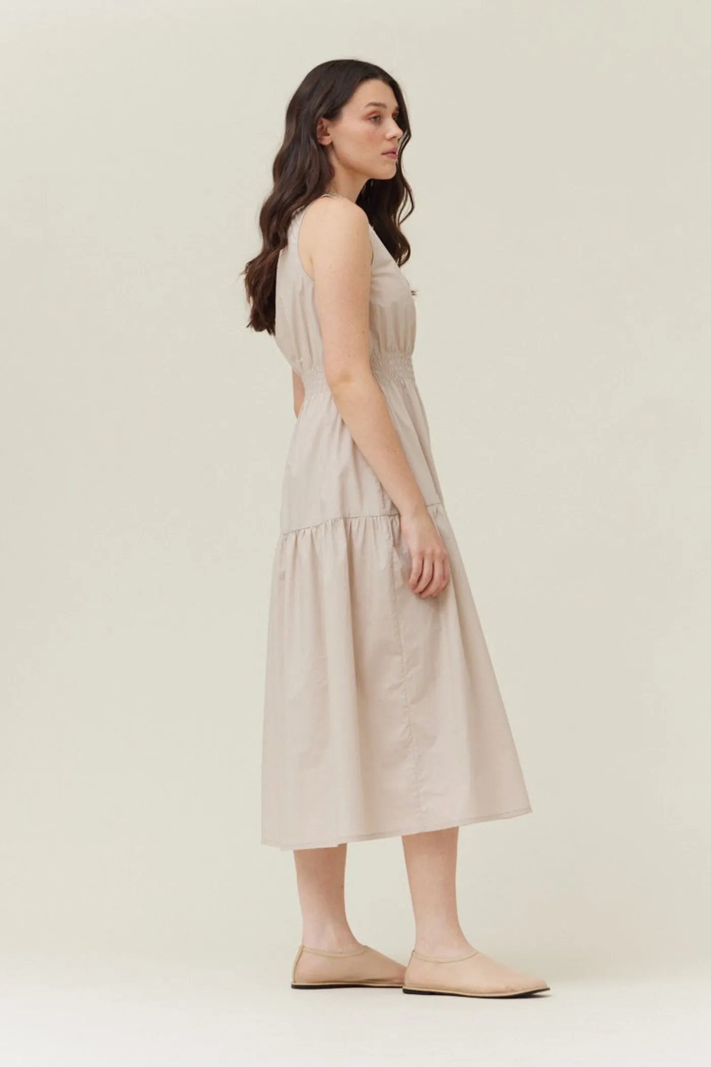 MALIE COTTON SLEEVELESS MIDI DRESS