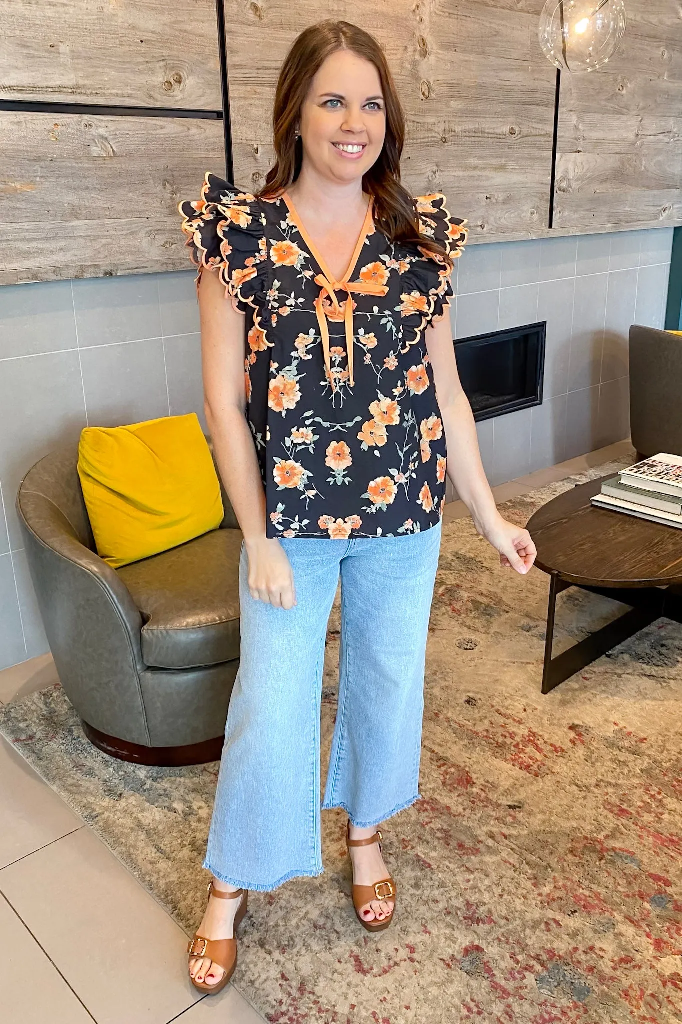 Maybe We Should Black Floral Print Top