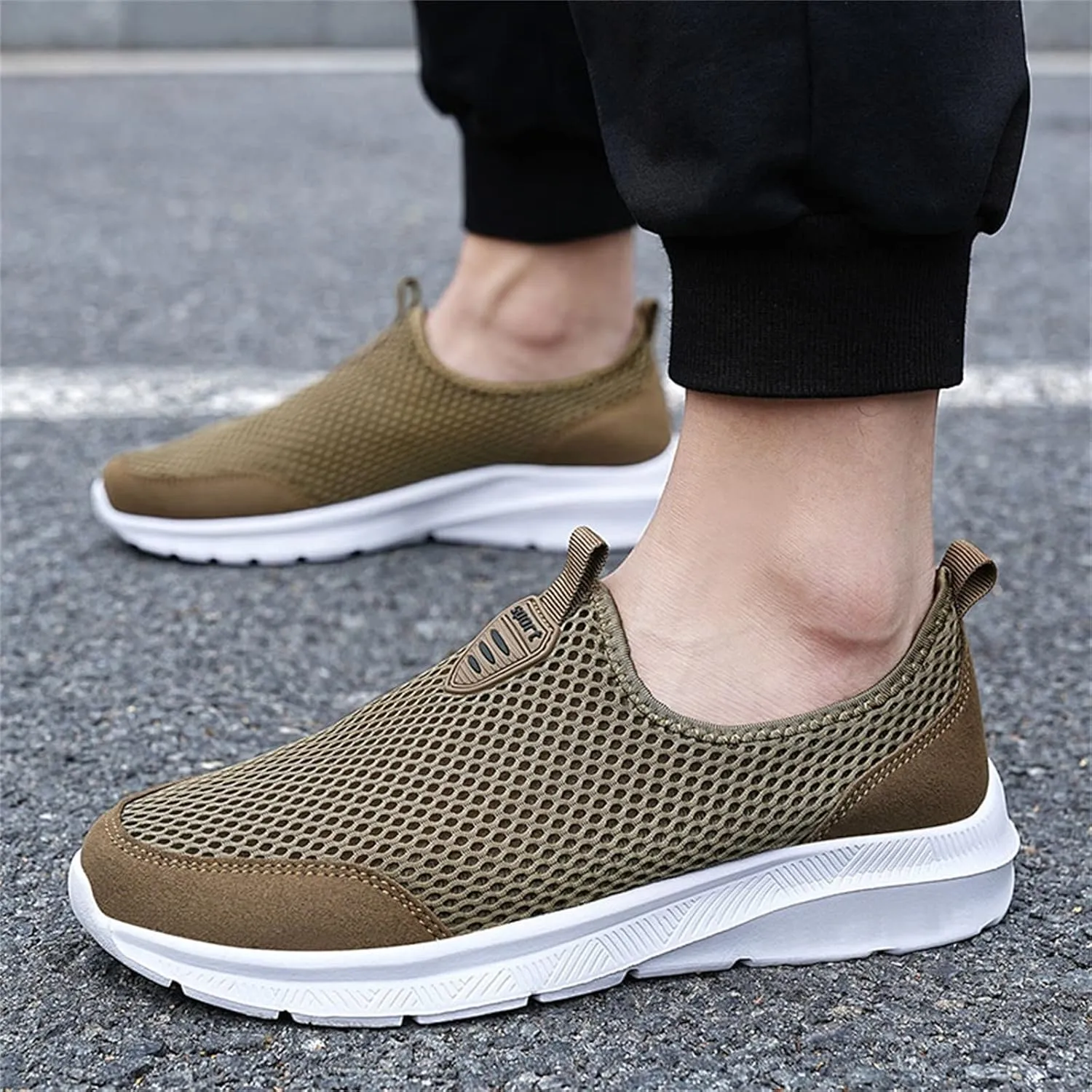 Mens Slip On Walking Shoes Non Slip Running Shoes Breathable Workout Shoes Lightweight Gym Sneakers