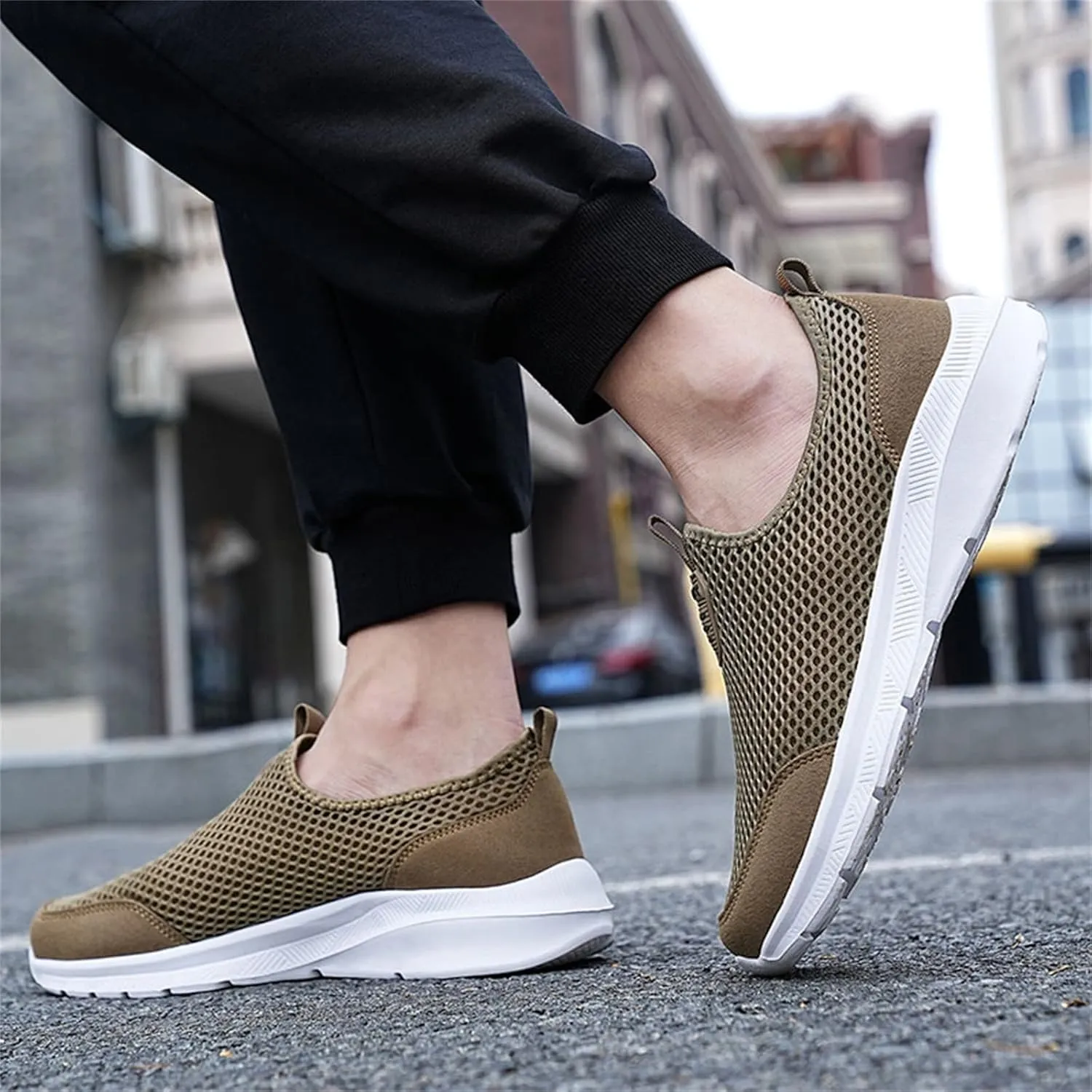Mens Slip On Walking Shoes Non Slip Running Shoes Breathable Workout Shoes Lightweight Gym Sneakers