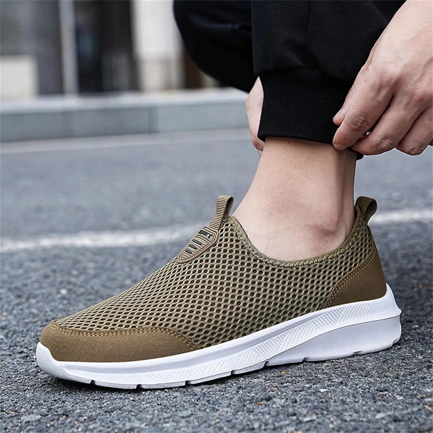 Mens Slip On Walking Shoes Non Slip Running Shoes Breathable Workout Shoes Lightweight Gym Sneakers