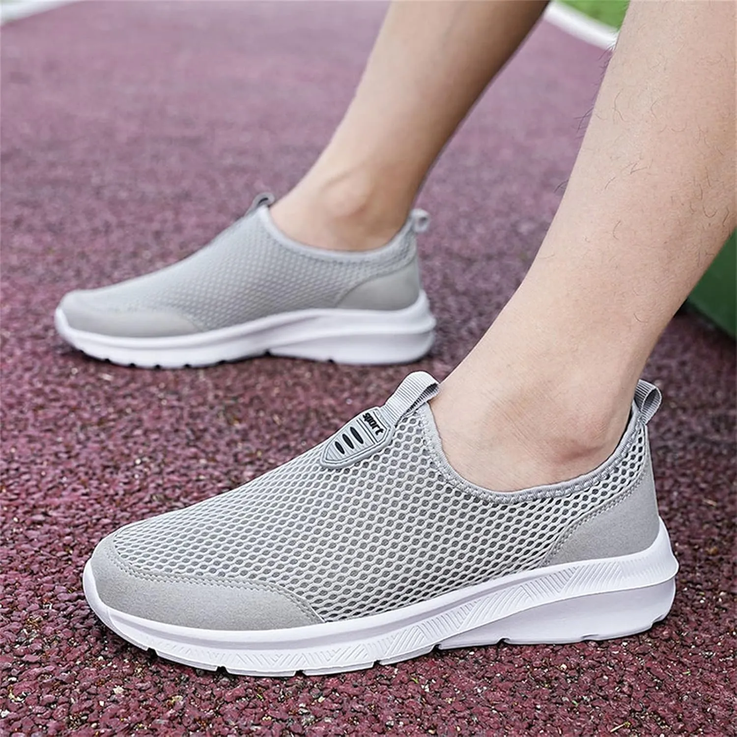 Mens Slip On Walking Shoes Non Slip Running Shoes Breathable Workout Shoes Lightweight Gym Sneakers