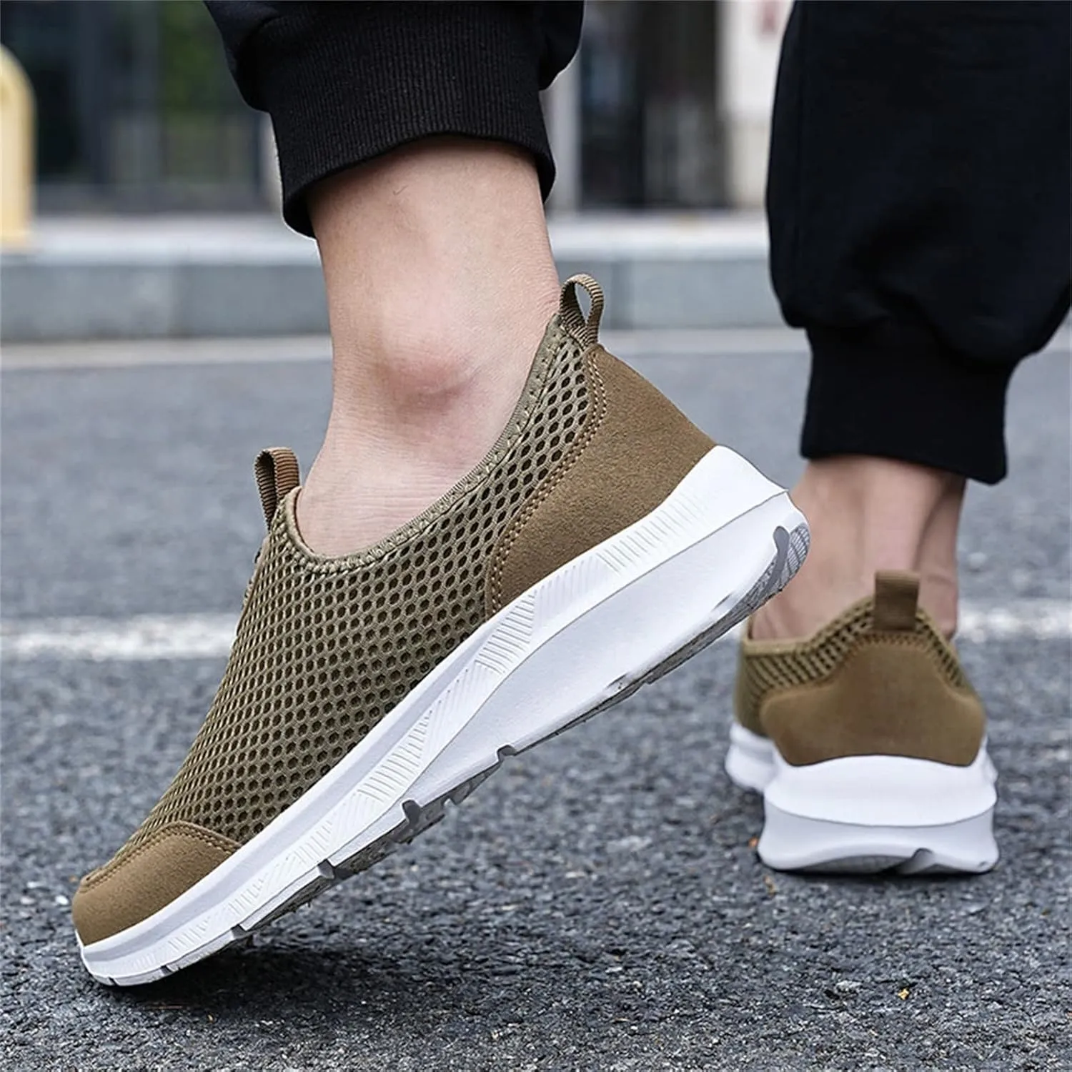 Mens Slip On Walking Shoes Non Slip Running Shoes Breathable Workout Shoes Lightweight Gym Sneakers