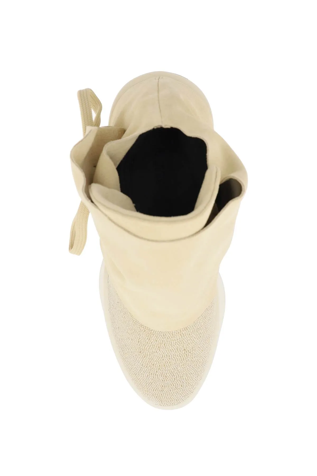 mid-top suede and bead sneakers. FG881 147HSU NATURAL