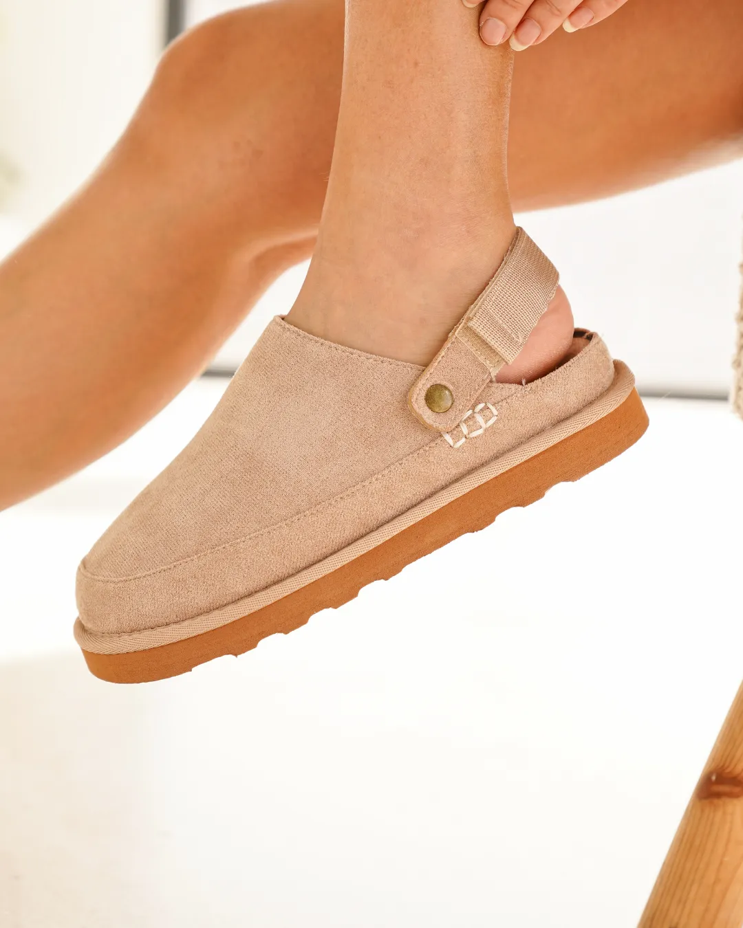 Mules femme compensées beige - Kamila