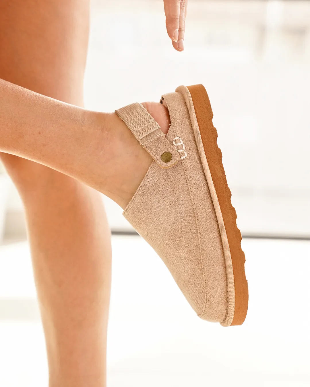Mules femme compensées beige - Kamila
