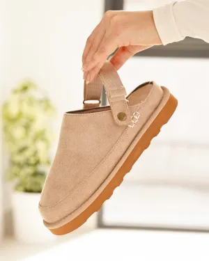 Mules femme compensées beige - Kamila