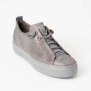 Paul Green Grey Metalalized Leather Trainers