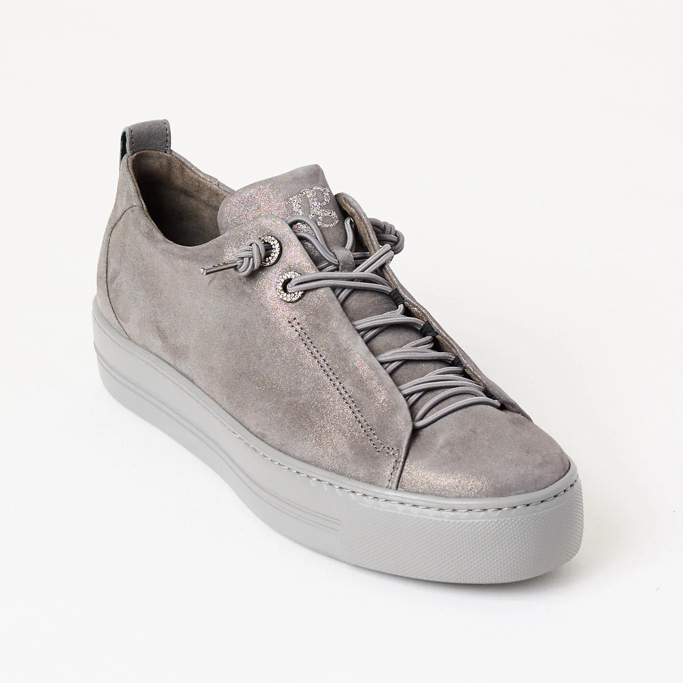 Paul Green Grey Metalalized Leather Trainers