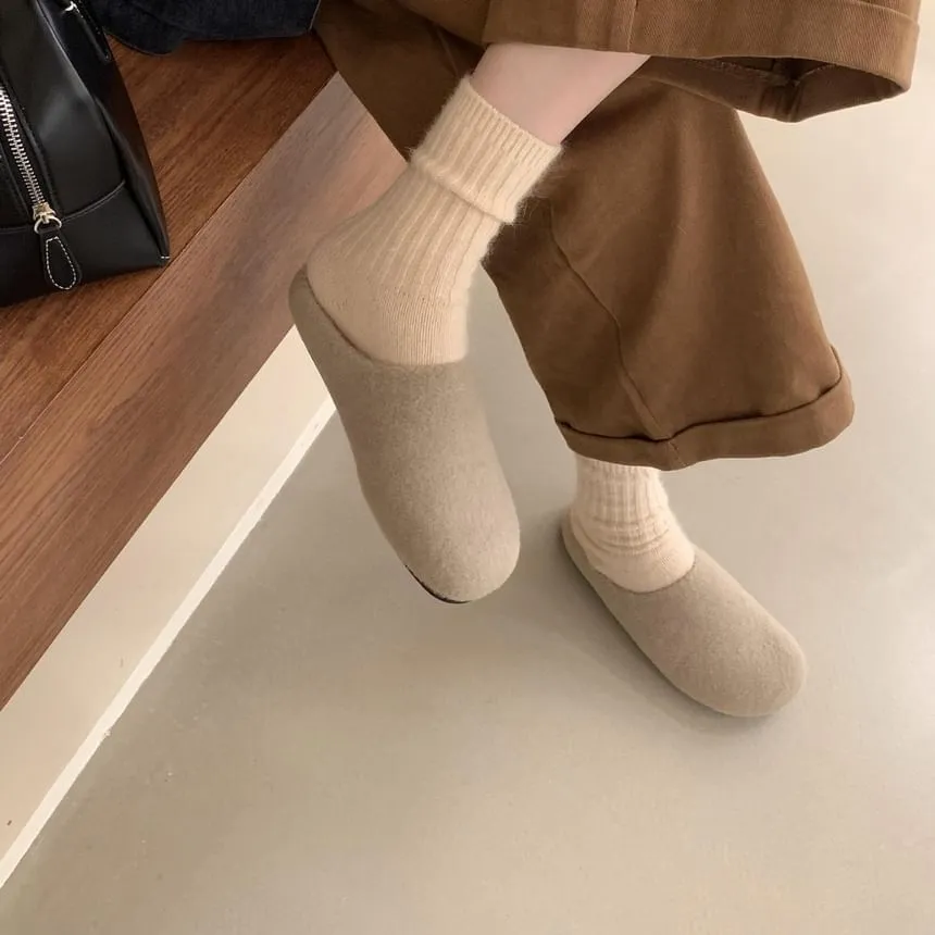 Plain Fleece-Lined Mules