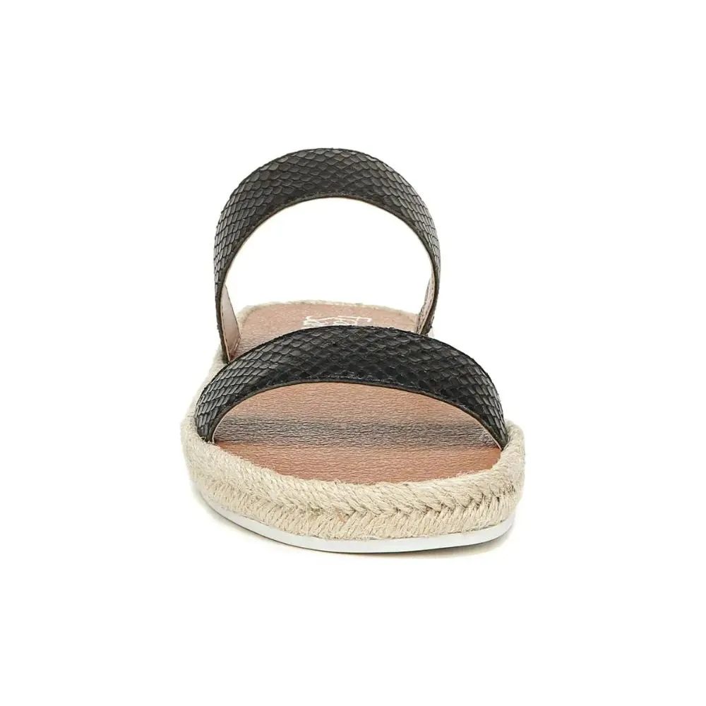 Posie 2 Black Leather Snake Franco Sarto Espadrille Flat Sandals