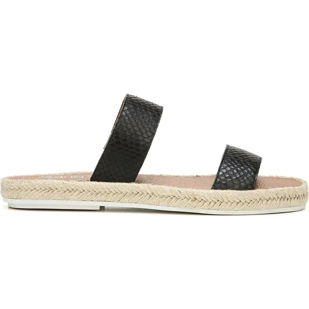 Posie 2 Black Leather Snake Franco Sarto Espadrille Flat Sandals