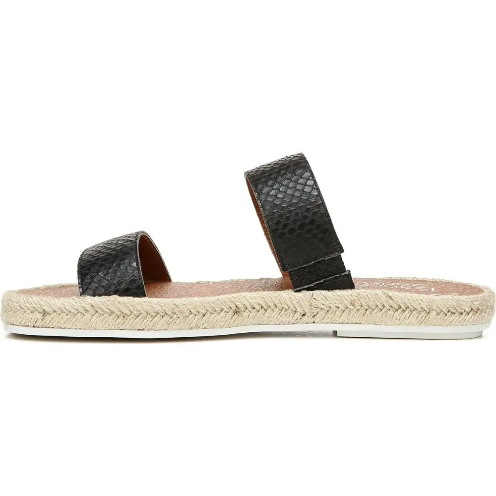 Posie 2 Black Leather Snake Franco Sarto Espadrille Flat Sandals