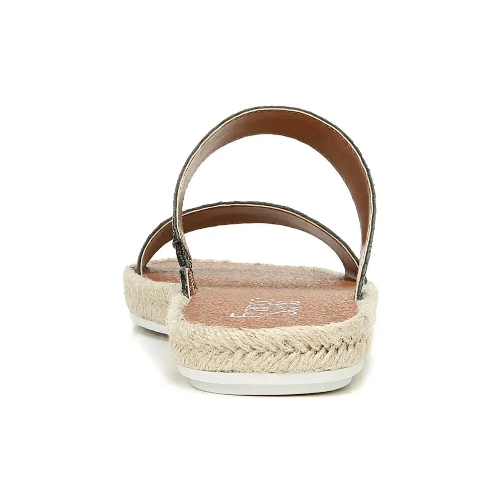 Posie 2 Black Leather Snake Franco Sarto Espadrille Flat Sandals