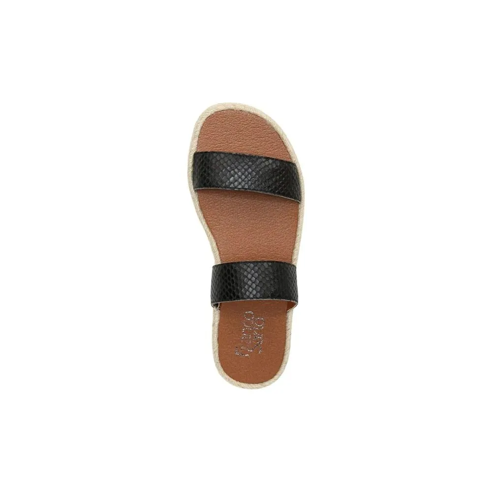 Posie 2 Black Leather Snake Franco Sarto Espadrille Flat Sandals