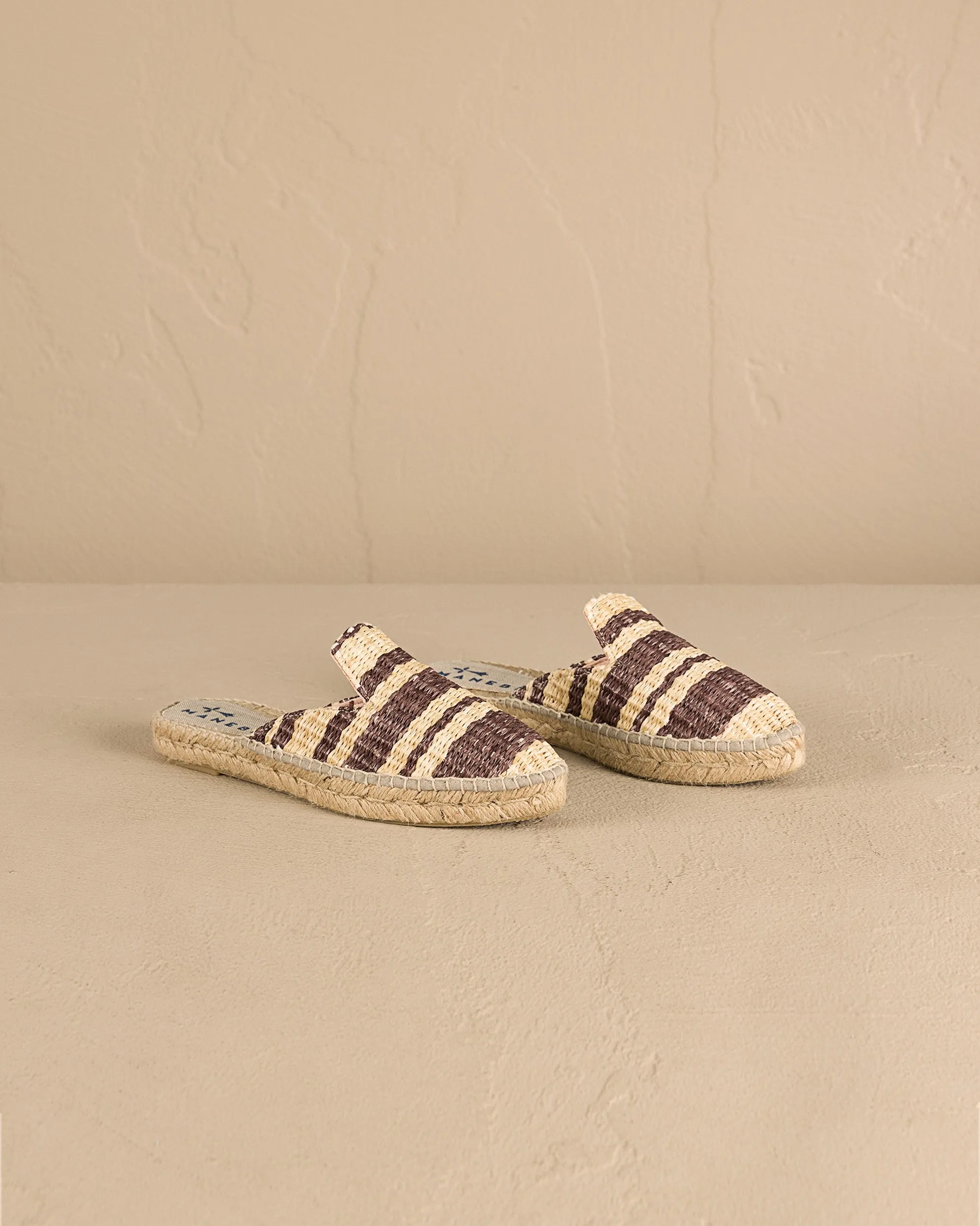 Raffia Stripes Mules - G94M0 - Yucatán Cocoa And Natural