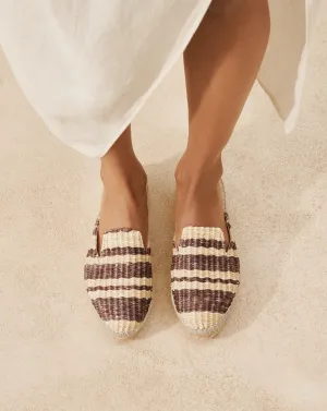 Raffia Stripes Mules - G94M0 - Yucatán Cocoa And Natural