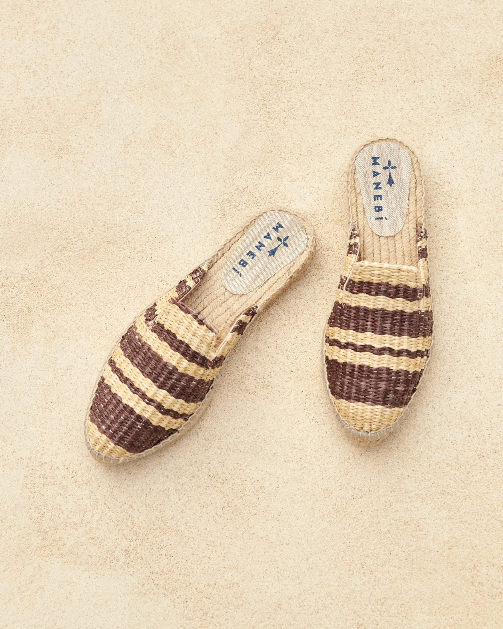 Raffia Stripes Mules - G94M0 - Yucatán Cocoa And Natural