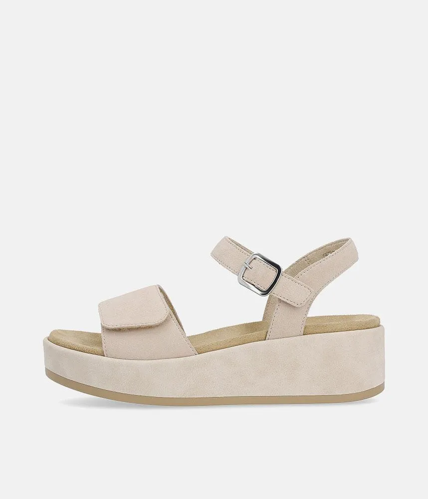 Remonte Simple Beige Suede Platform Sandals
