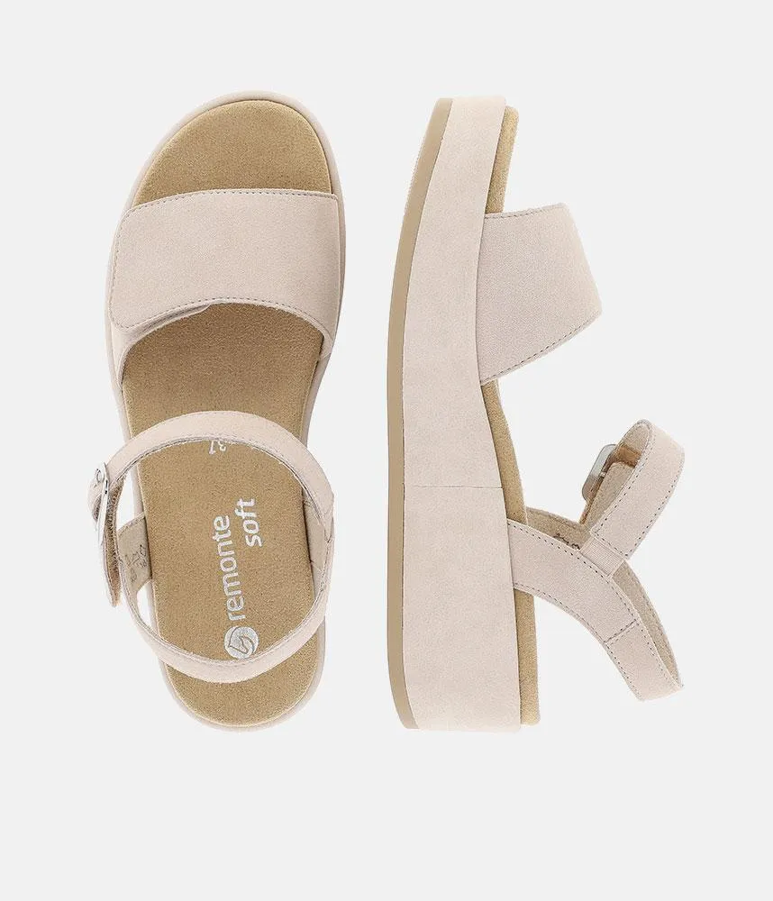 Remonte Simple Beige Suede Platform Sandals