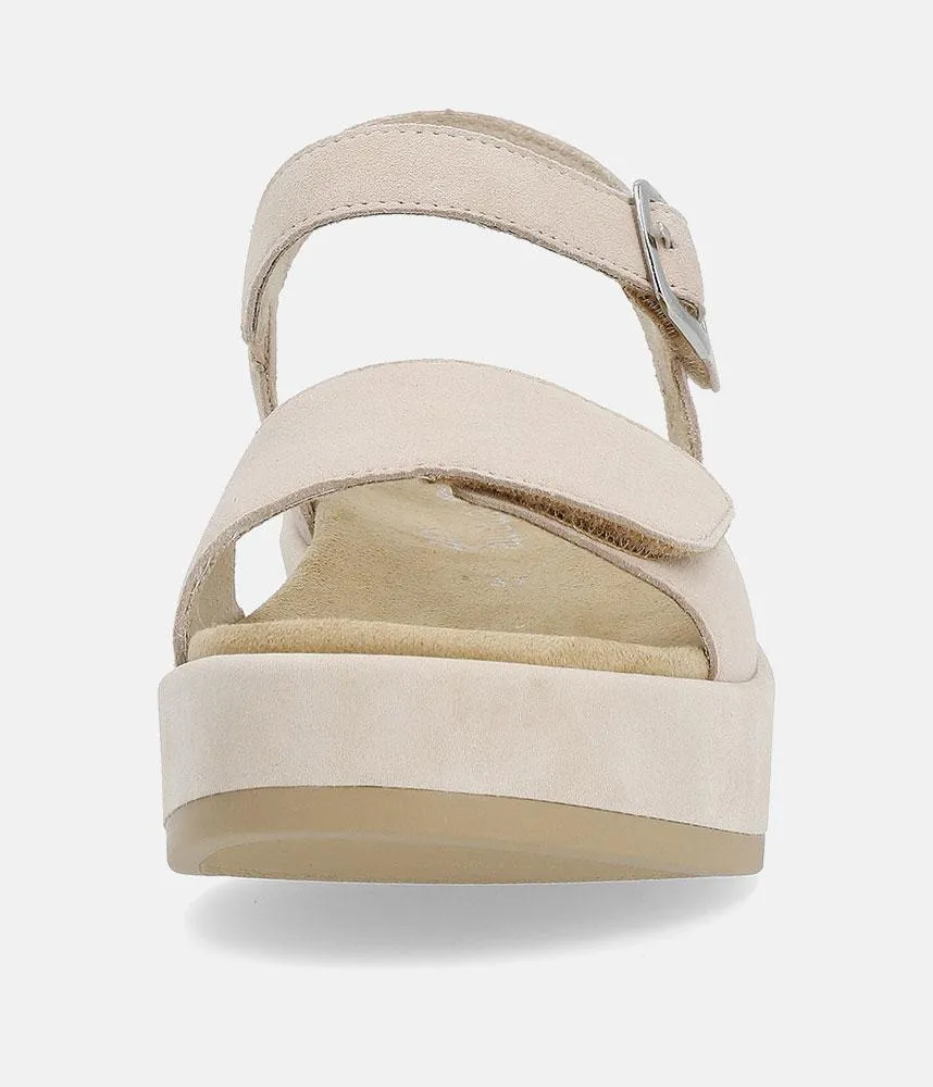 Remonte Simple Beige Suede Platform Sandals