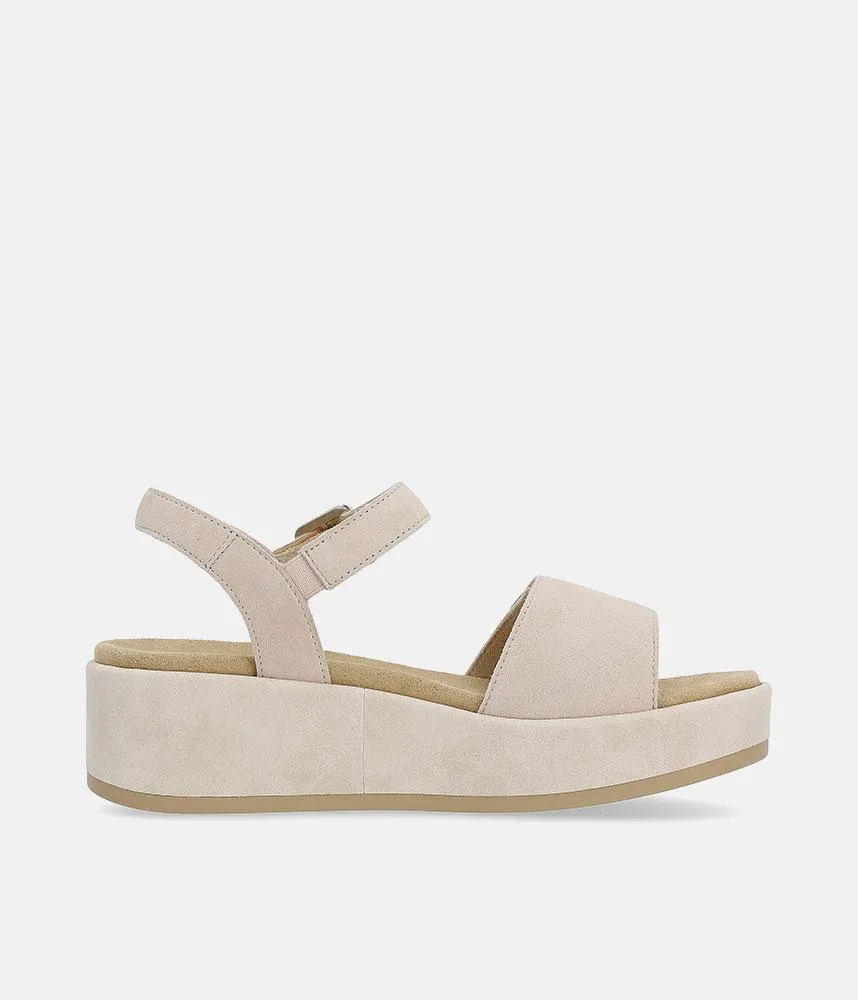 Remonte Simple Beige Suede Platform Sandals
