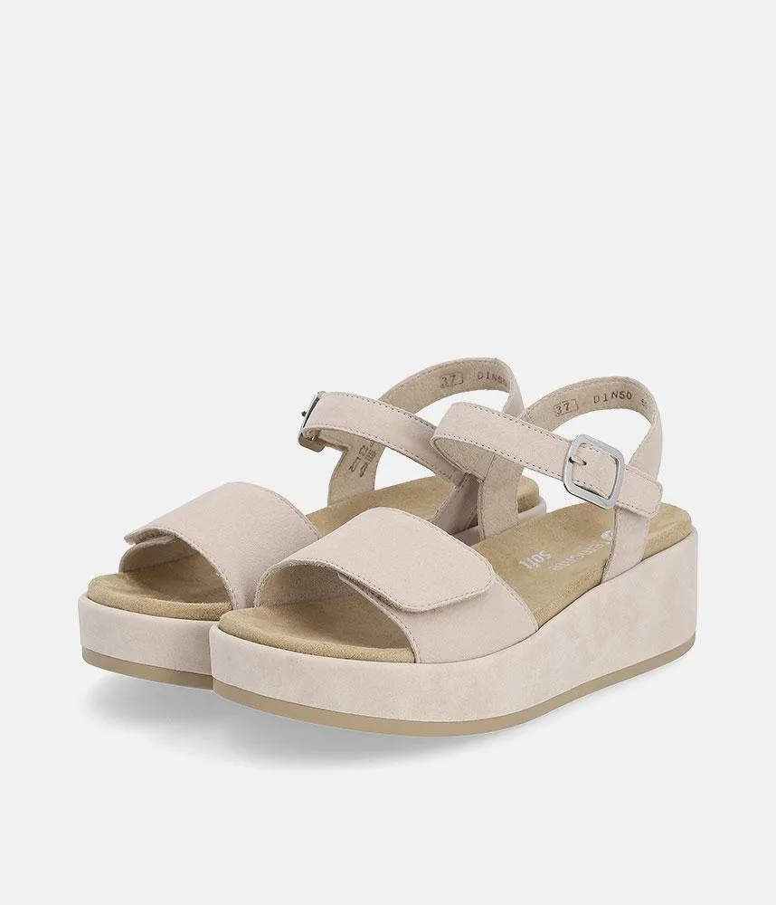 Remonte Simple Beige Suede Platform Sandals