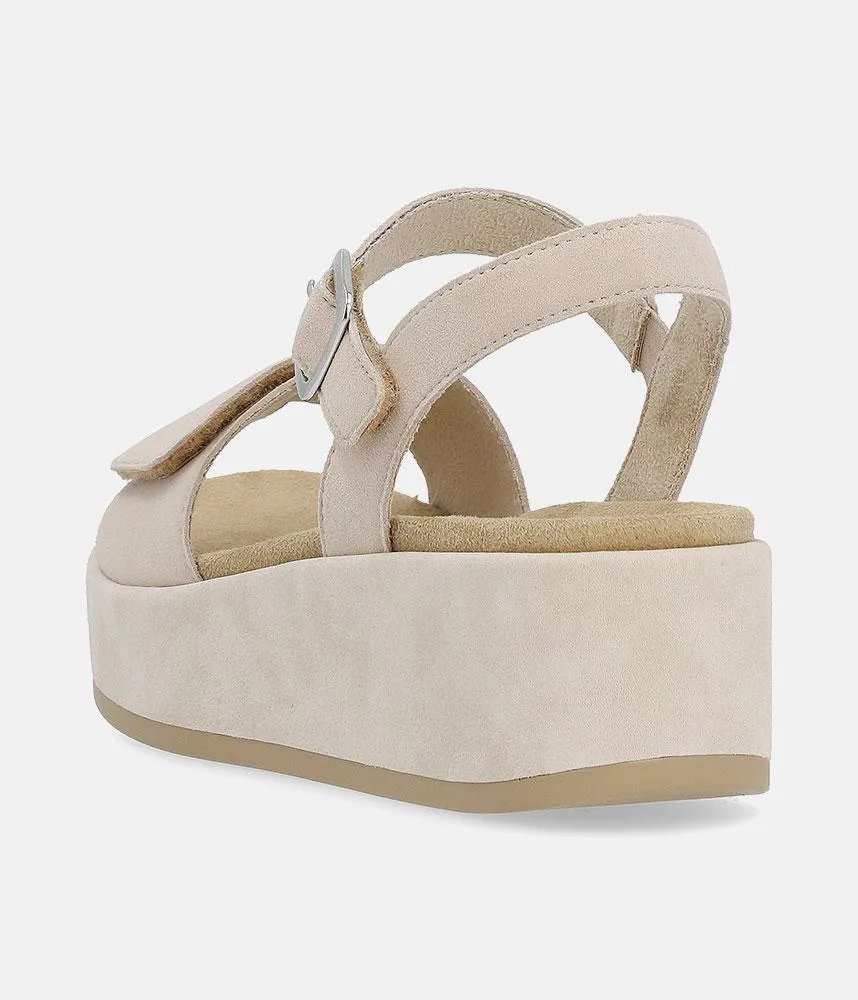 Remonte Simple Beige Suede Platform Sandals
