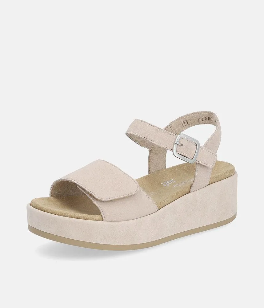 Remonte Simple Beige Suede Platform Sandals