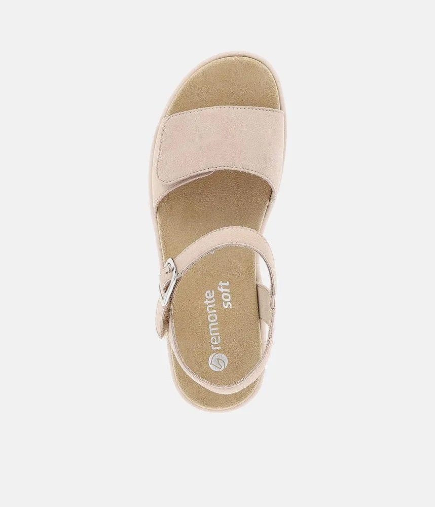 Remonte Simple Beige Suede Platform Sandals