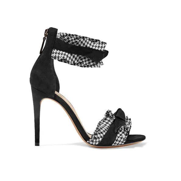Ruffles Ankle Wrap Simple Stiletto High Heel Dressy Sandals Pumps