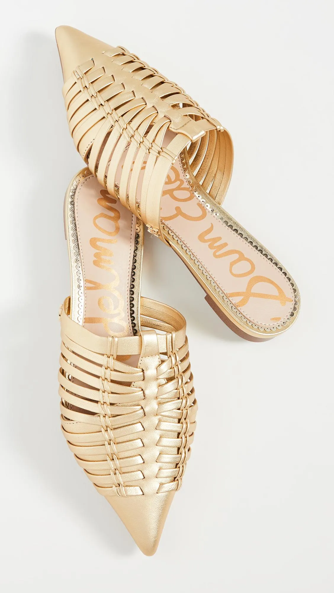 Sam Edelman SHAI Dark Gold Metallic Leather Pointed Toe Slip-On Mules Slide