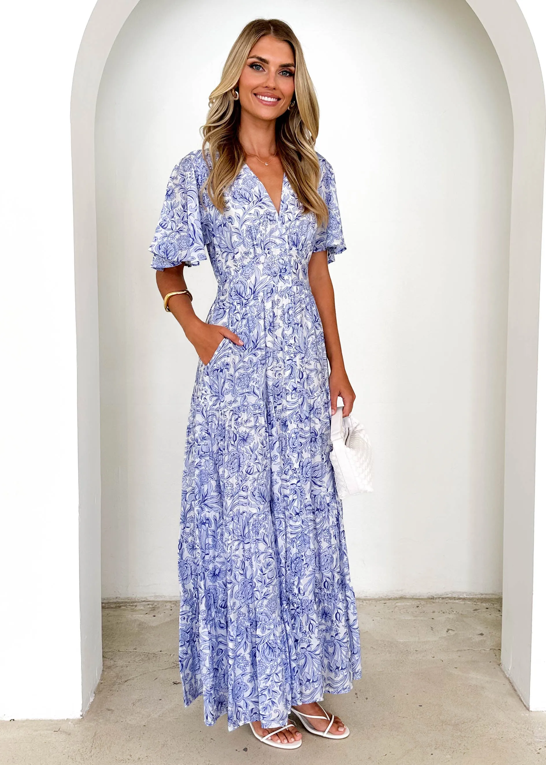 Samariah Maxi Dress - Blue Floral