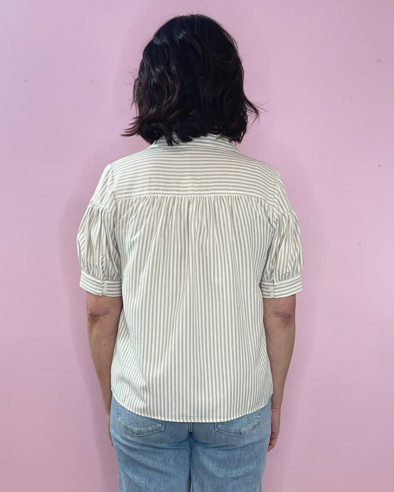 Savannah Striped Popover Blouse
