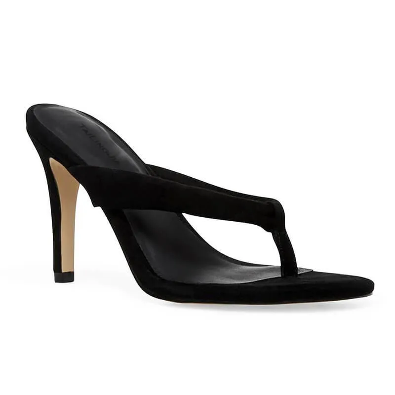 Sexy Suede Thong High Heel Mule Sandals