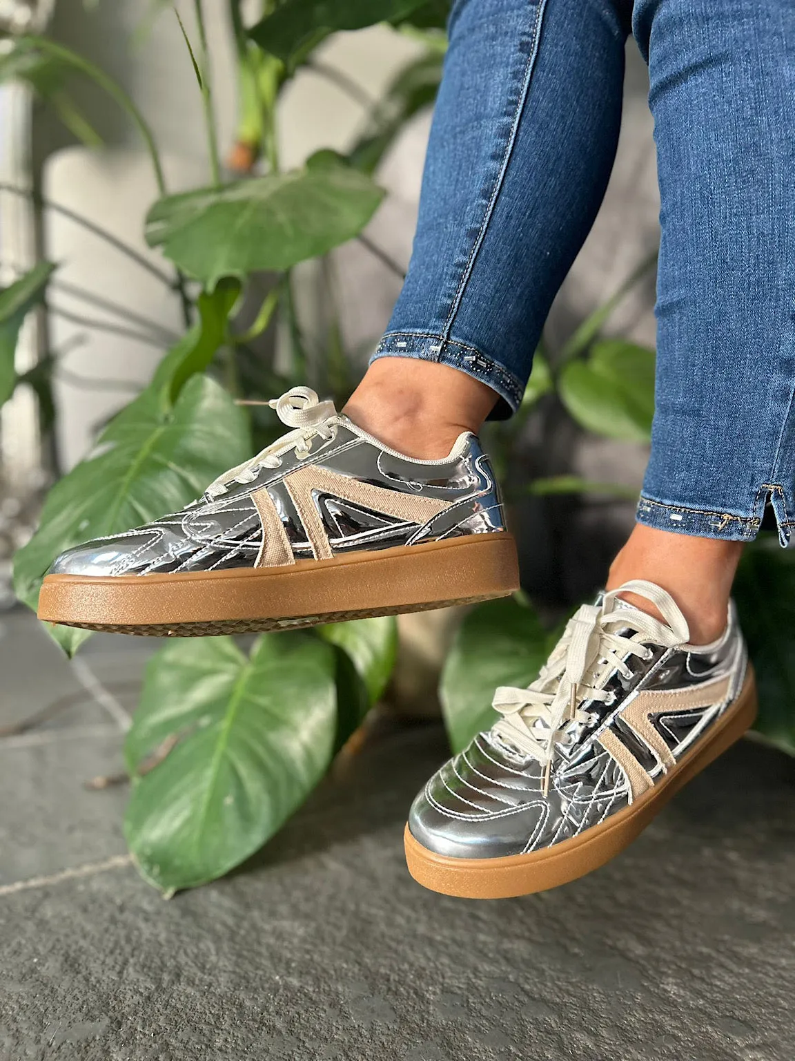 Silver Metallic Trainers