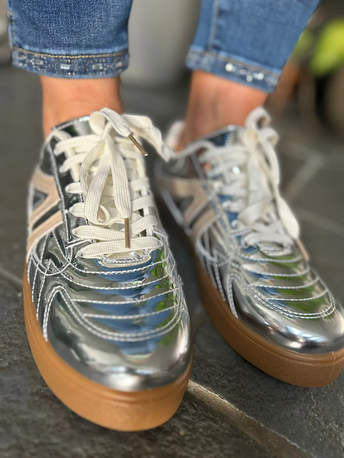 Silver Metallic Trainers