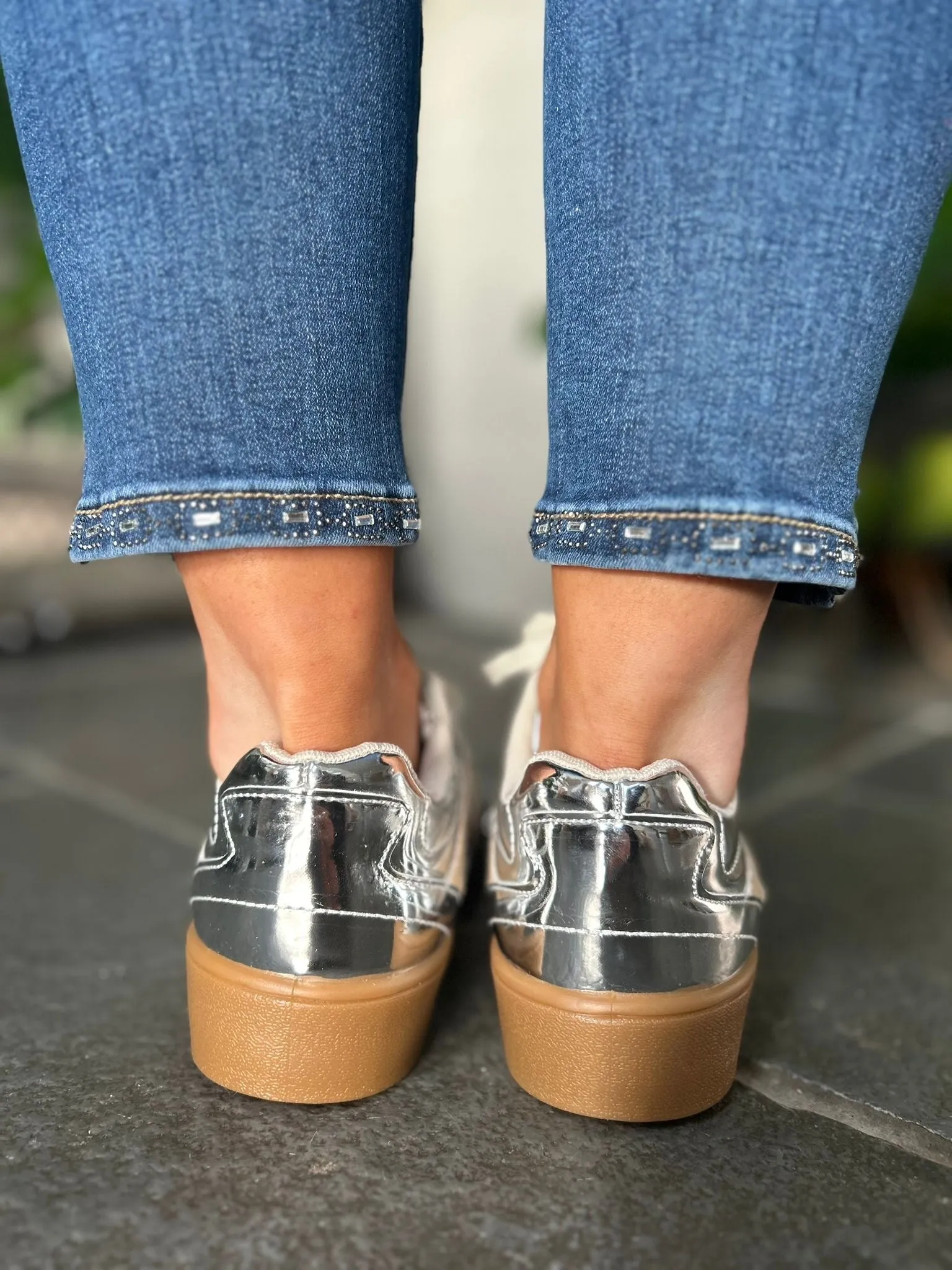 Silver Metallic Trainers