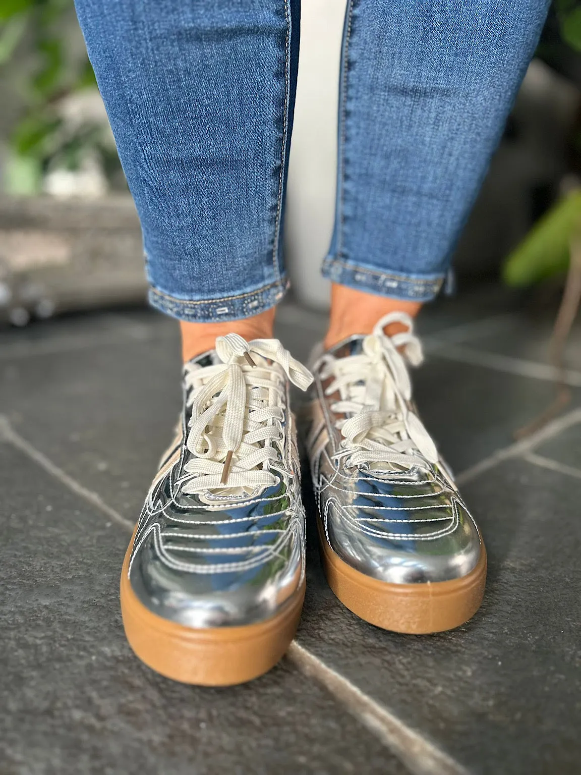 Silver Metallic Trainers
