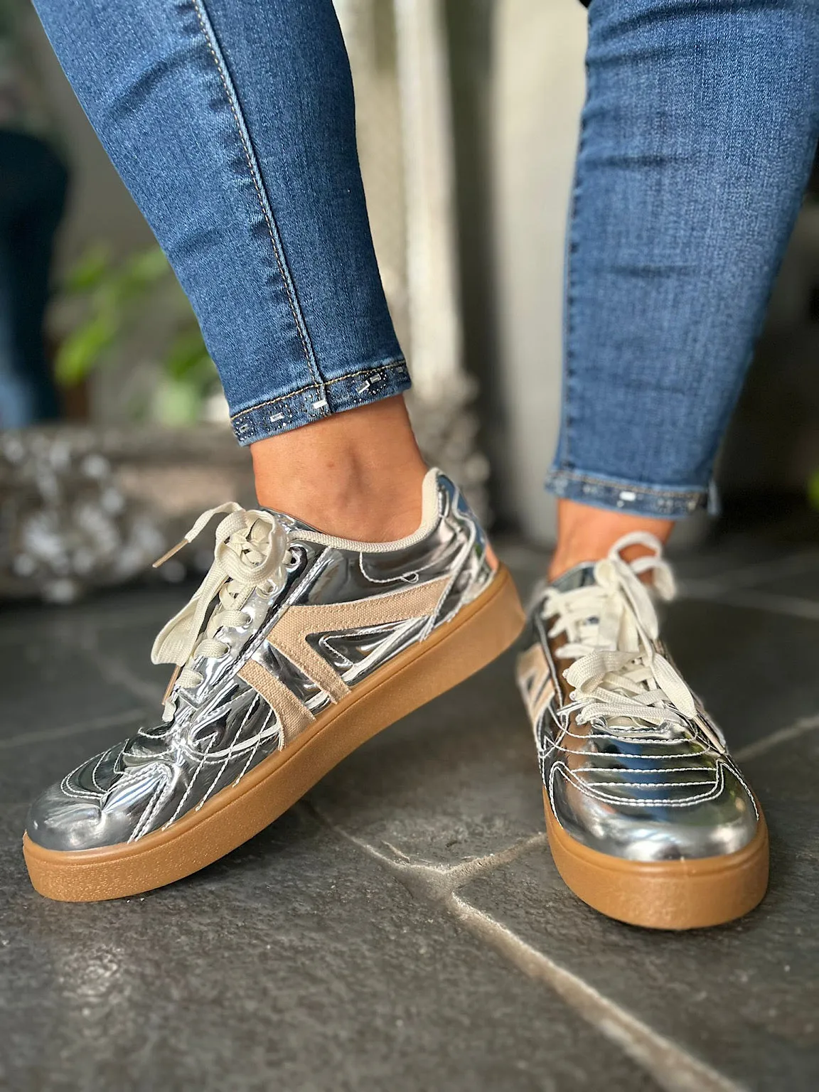 Silver Metallic Trainers